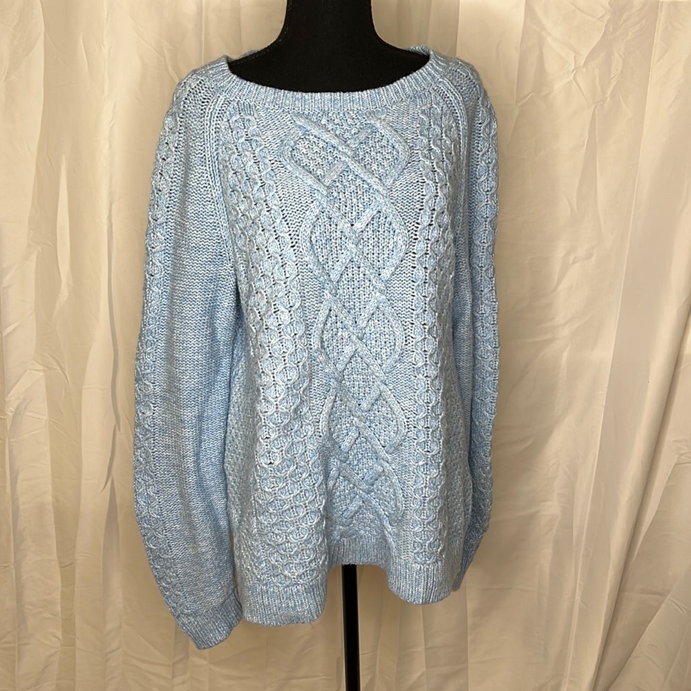Land’s End Light Blue Cable Sweater size Large